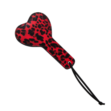 PALETA CORAZÓN LEOPARDO ROJO